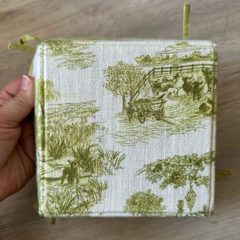 Mackenzie-Childs Tulip Check & Toile Reversible Fabric Serving Basket - Small